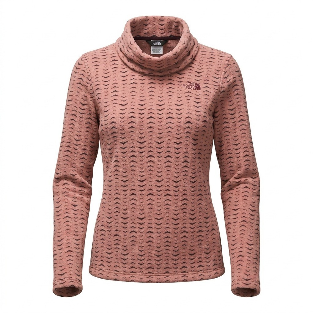 The North Face Osito Cowl Neck Fleece Pullover Pink Chevron Print Womens Small